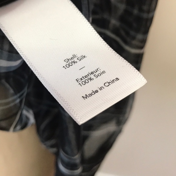 Elizabeth & James Black White Plaid Silk Top NWT - Picture 8 of 8